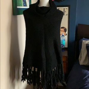 Black Quilted Poncho